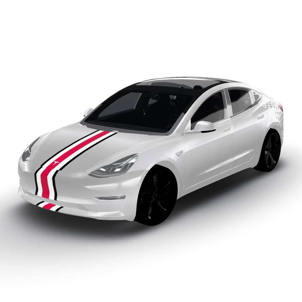 Ohio state wrap that looks just — a Model 3 wearing this AI wrap design