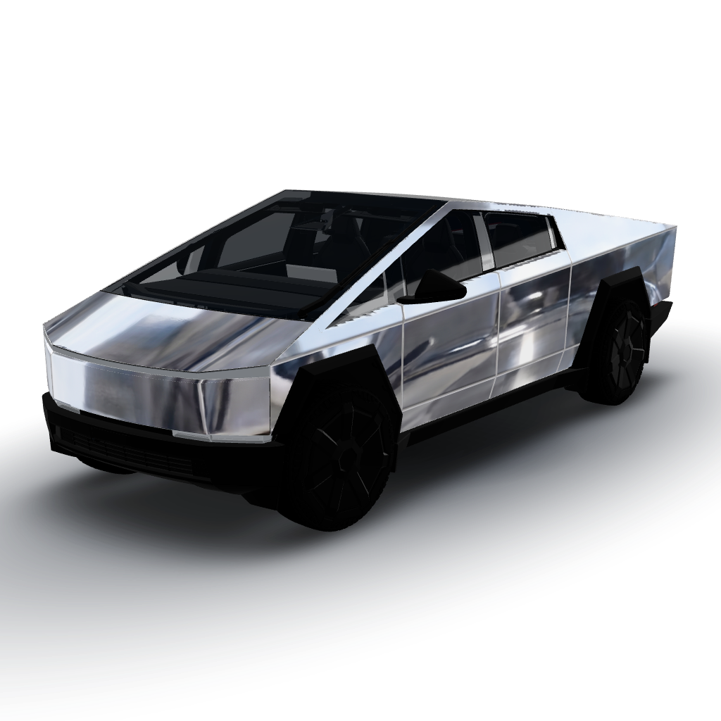 Mirrored finish creates a dazzling surface — a Cybertruck wearing this AI wrap design