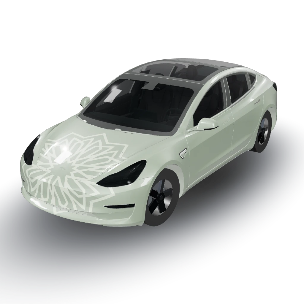 Great choice! — a Model 3 wearing this AI wrap design