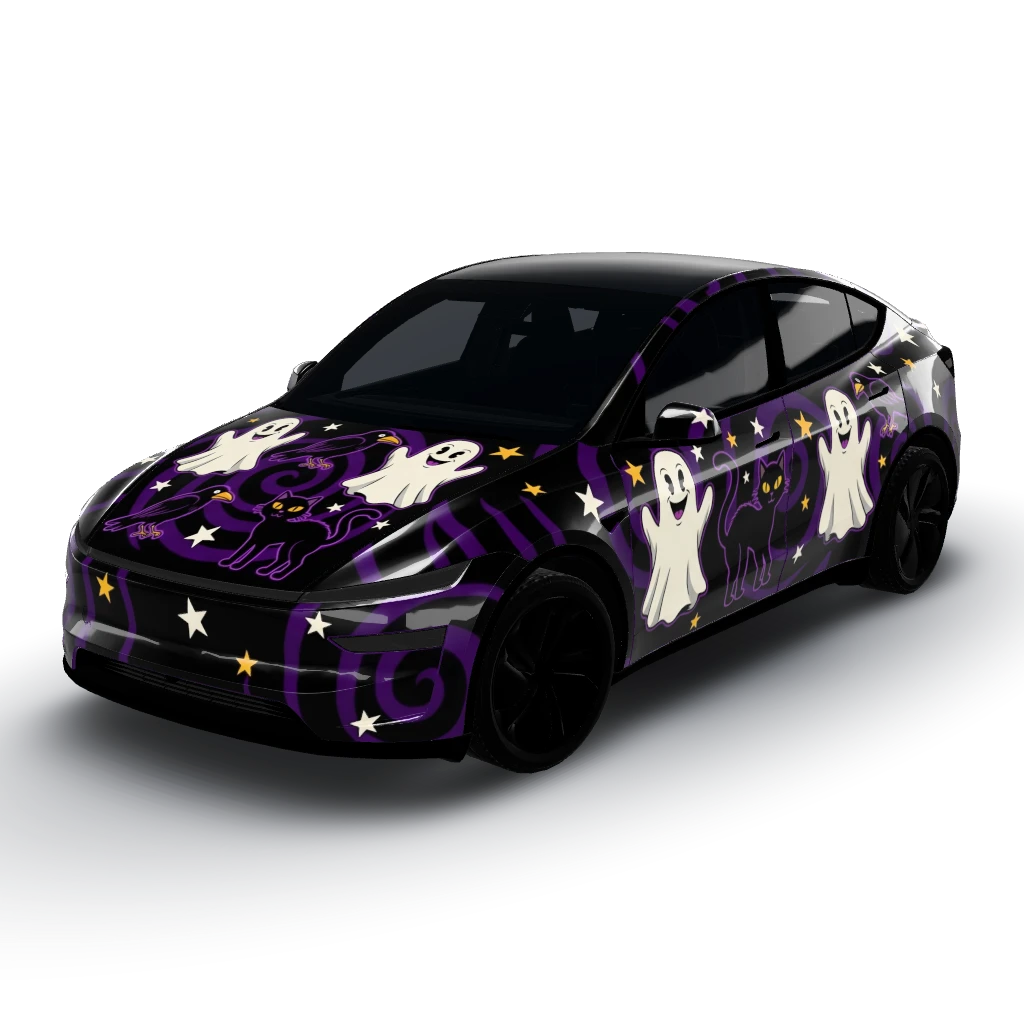 Got it! — a Model Y (2025+) Premium wearing this AI wrap design