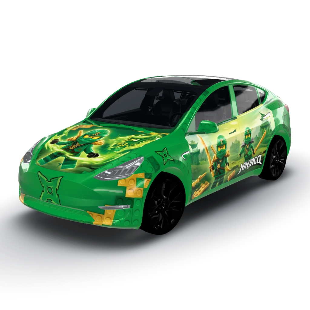 Lego ninjago — a Model Y wearing this AI wrap design