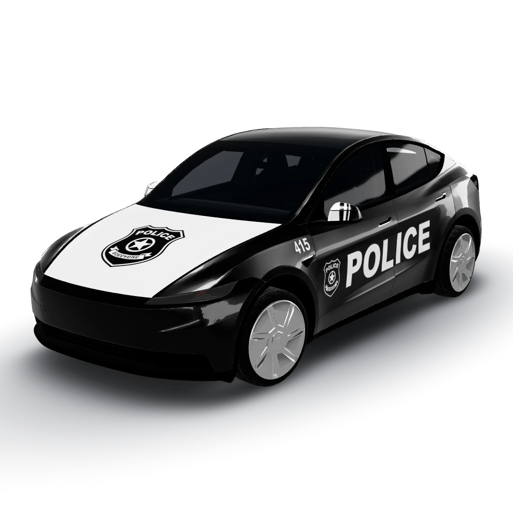 Police car — a Model Y (2025+) Standard wearing this AI wrap design