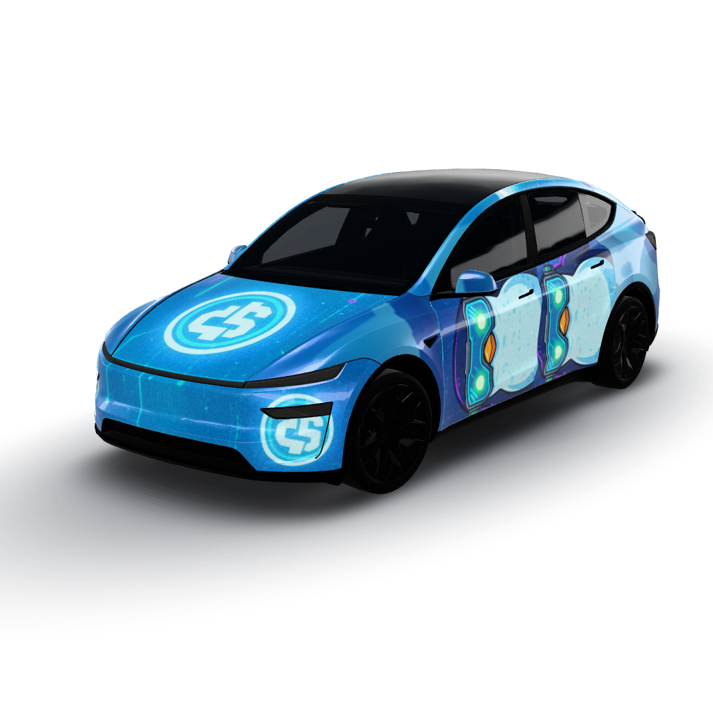 Pengu style wrap design $pengu — a Model Y L wearing this AI wrap design