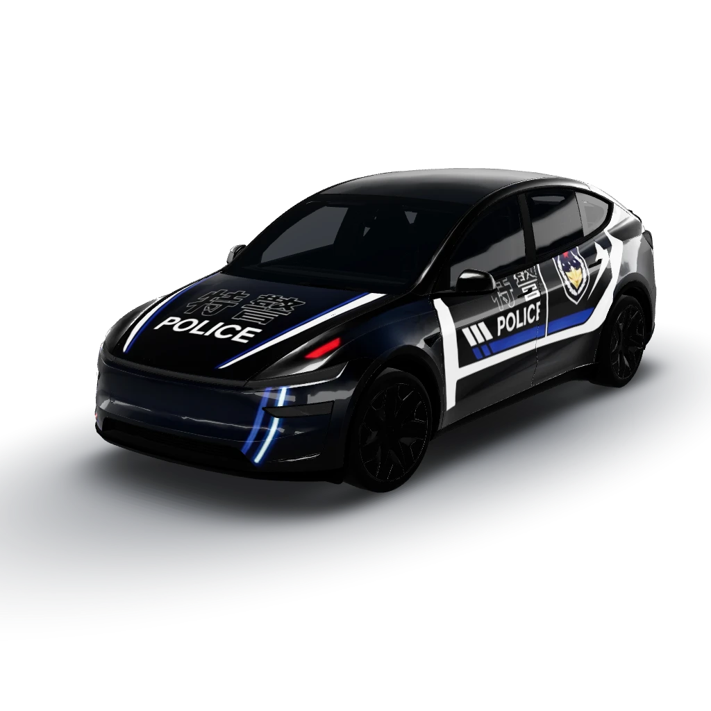 Apply the uploaded image as a custom car — a Model Y L wearing this AI wrap design