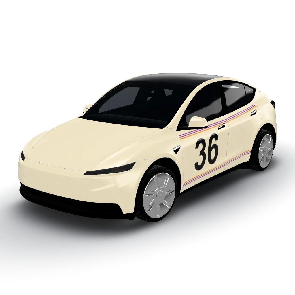 D'accord, nous garderons le chiffre 36 dans — a Model Y (2025+) Standard wearing this AI wrap design