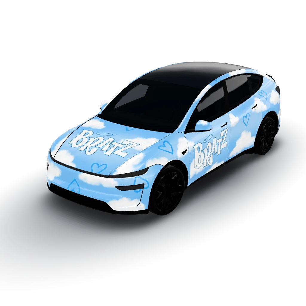 Great! — a Model Y Long Range wearing this AI wrap design