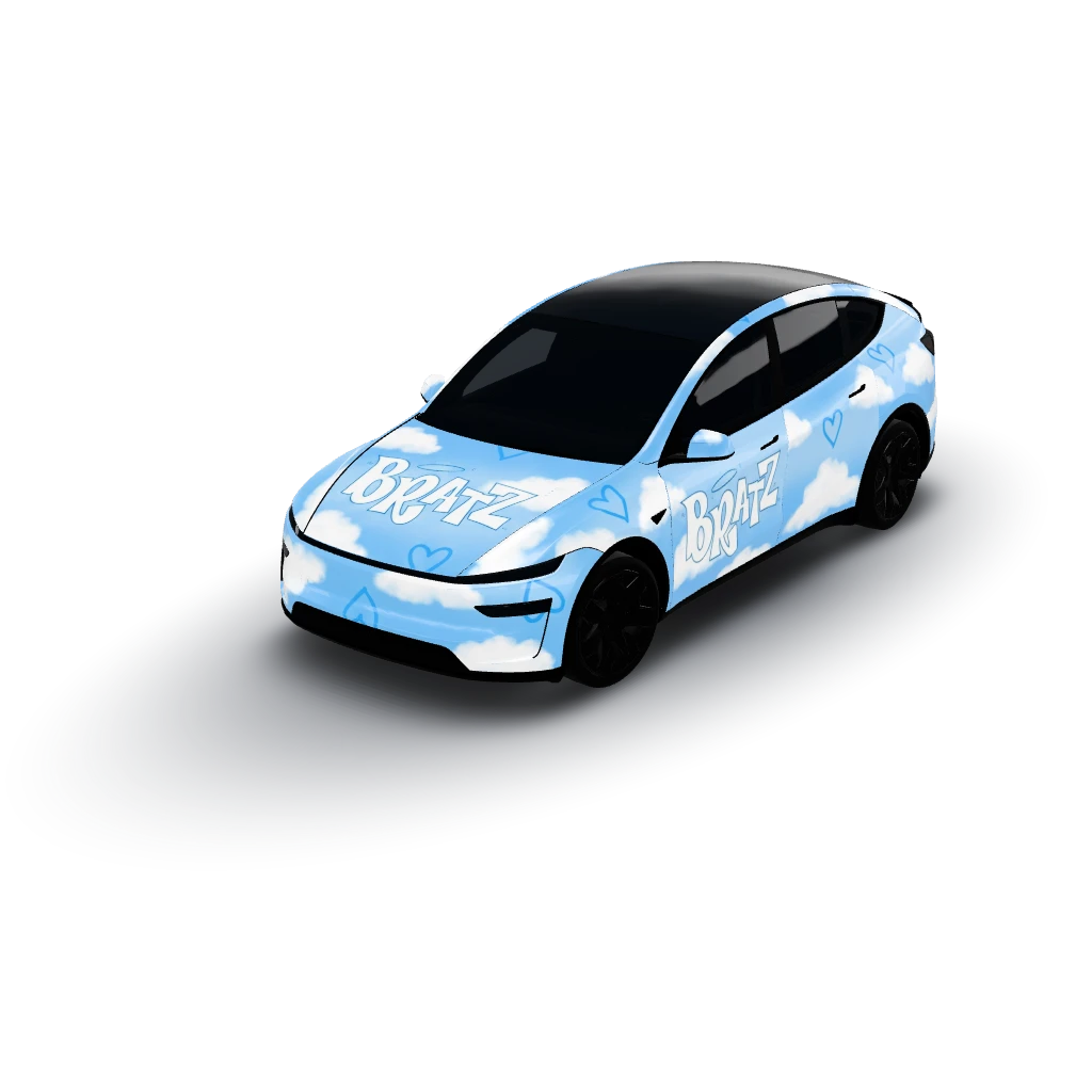 Great! — a Model Y Long Range wearing this AI wrap design