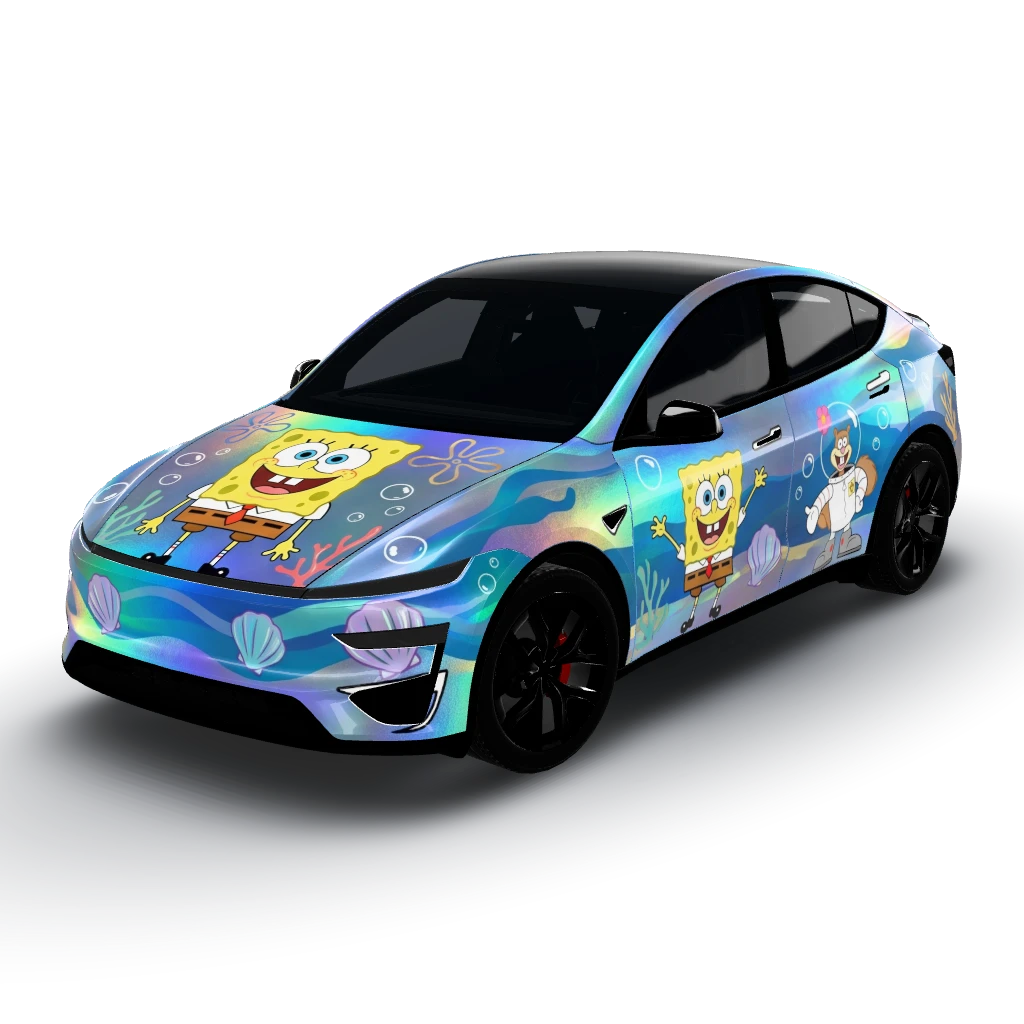 We'll incorporate subtle nautical motifs — a Model Y (2025+) Performance wearing this AI wrap design
