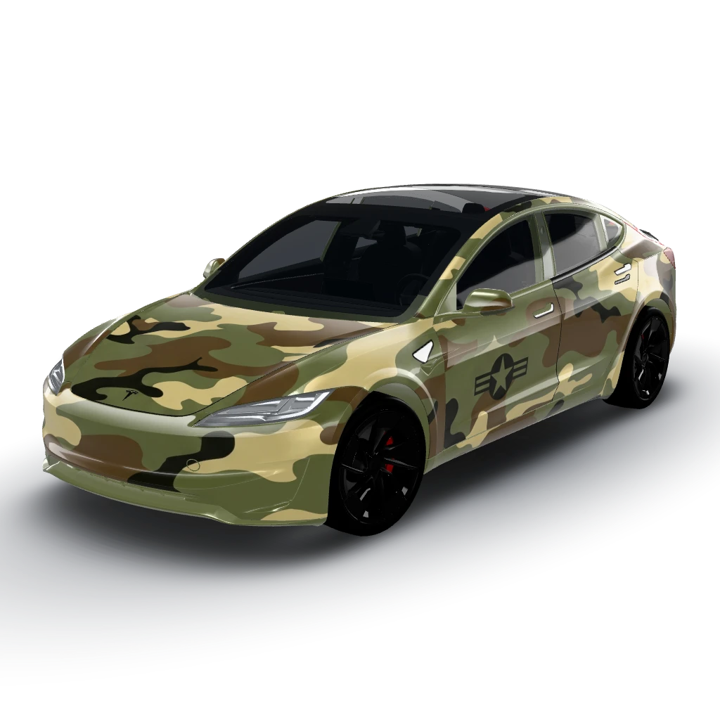 We'll replicate the A-10 Warthog's classic — a Model 3 (2024+) Performance wearing this AI wrap design