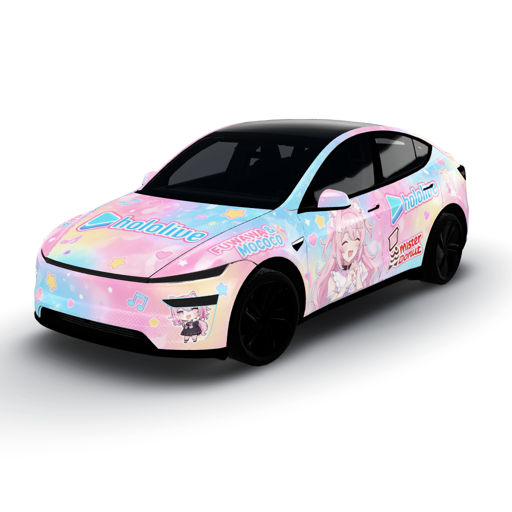 Itashi style envelops the entire — a Model Y (2025+) Premium wearing this AI wrap design