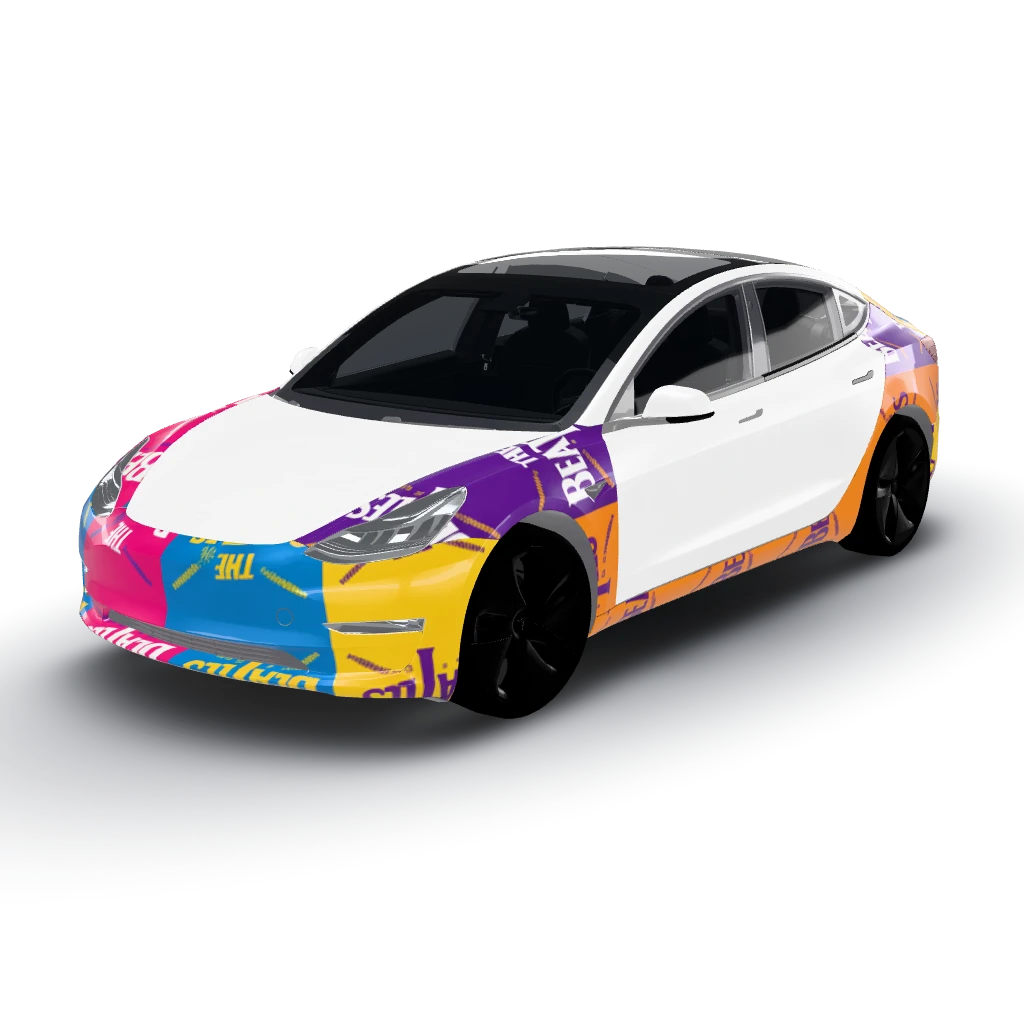 Beatles logo — a Model 3 wearing this AI wrap design