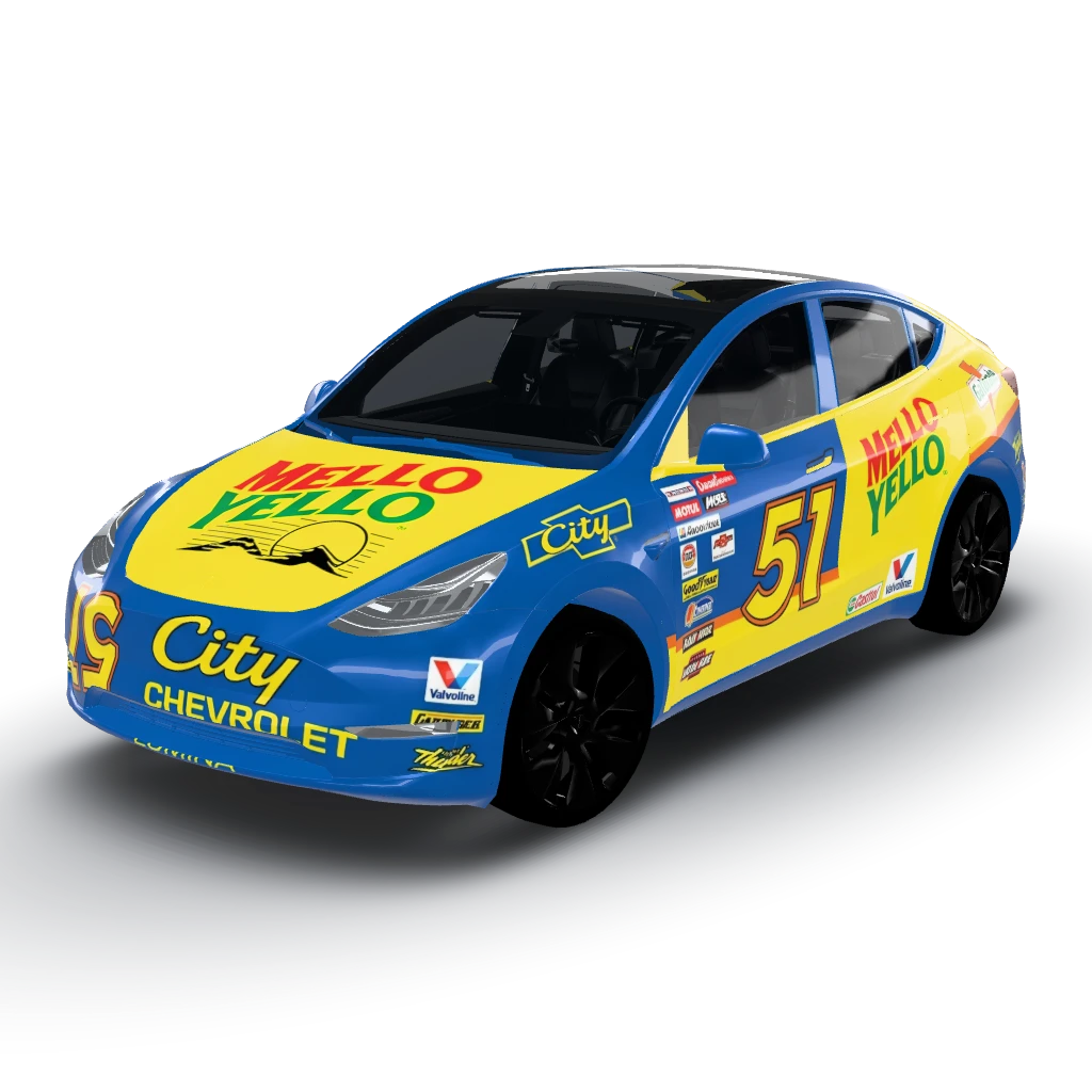 Days of thunder City Chevrolet car — a Model Y wearing this AI wrap design