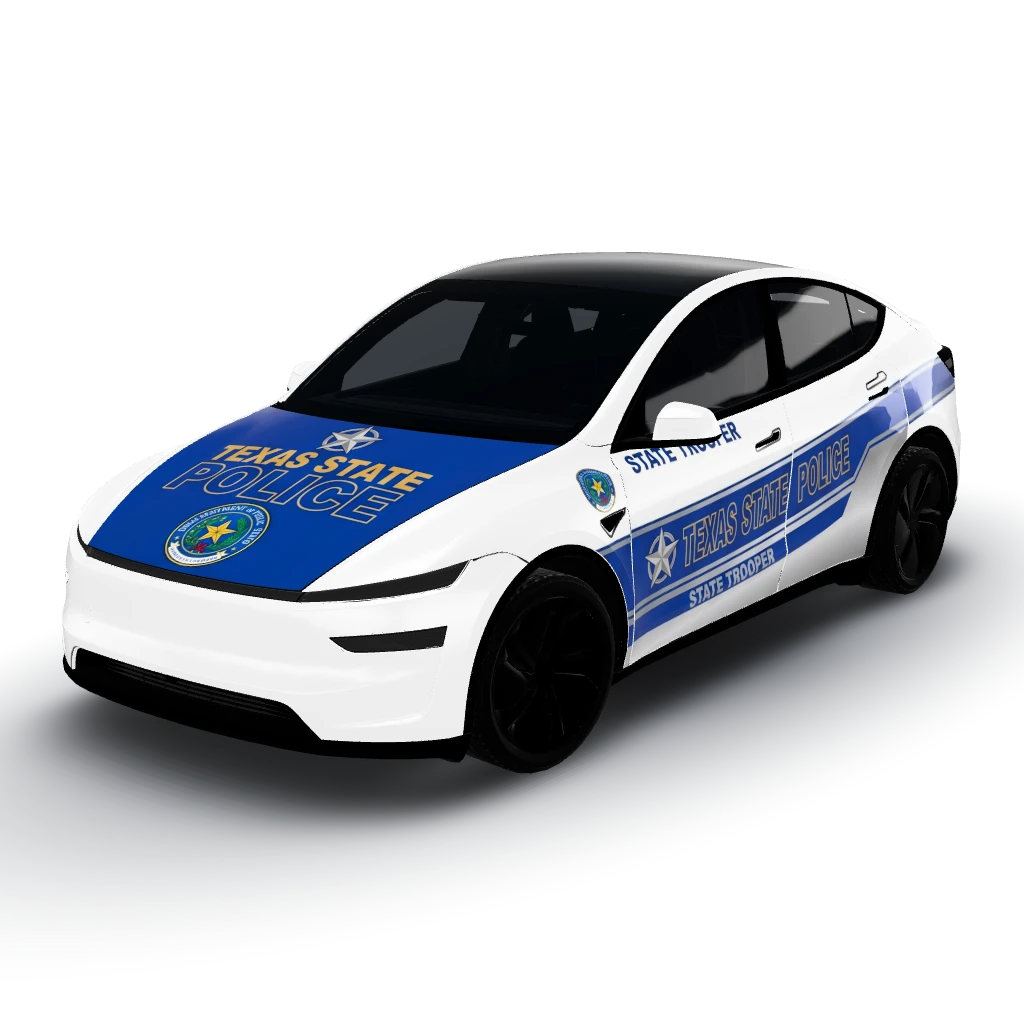 Texas State Police Car Livery — a Model Y (2025+) Premium wearing this AI wrap design