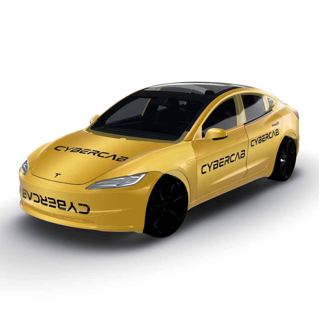 Cybercab wrap using the real cybercab logo — a Model 3 (2024+) Standard & Premium wearing this AI wrap design