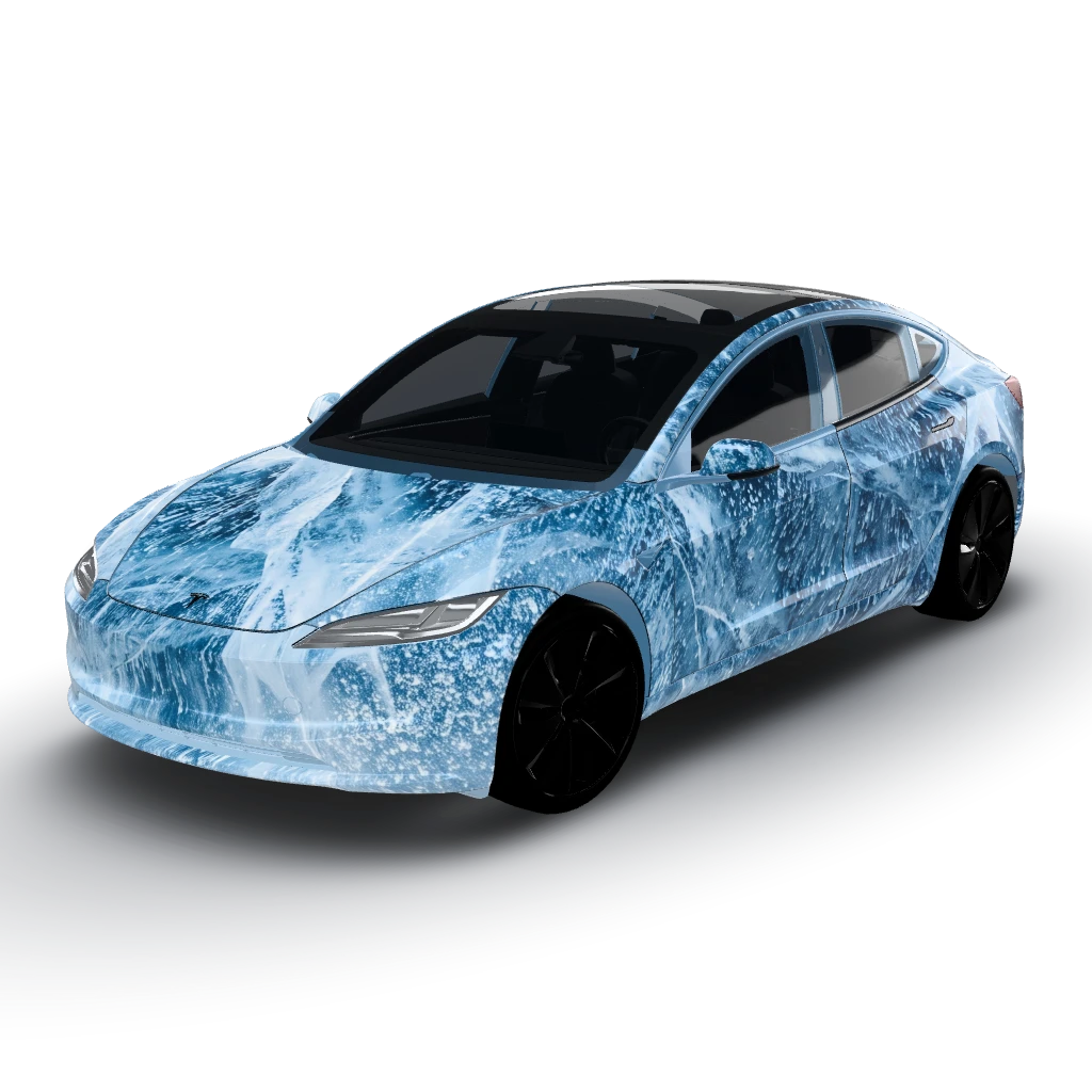 It looks like you're excited about the ice — a Model 3 (2024+) Standard & Premium wearing this AI wrap design