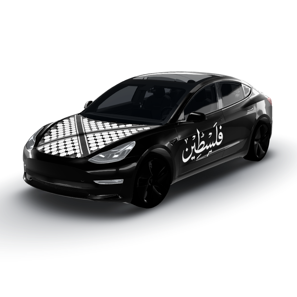 Just like the reference in Photo 1 — a Model 3 wearing this AI wrap design