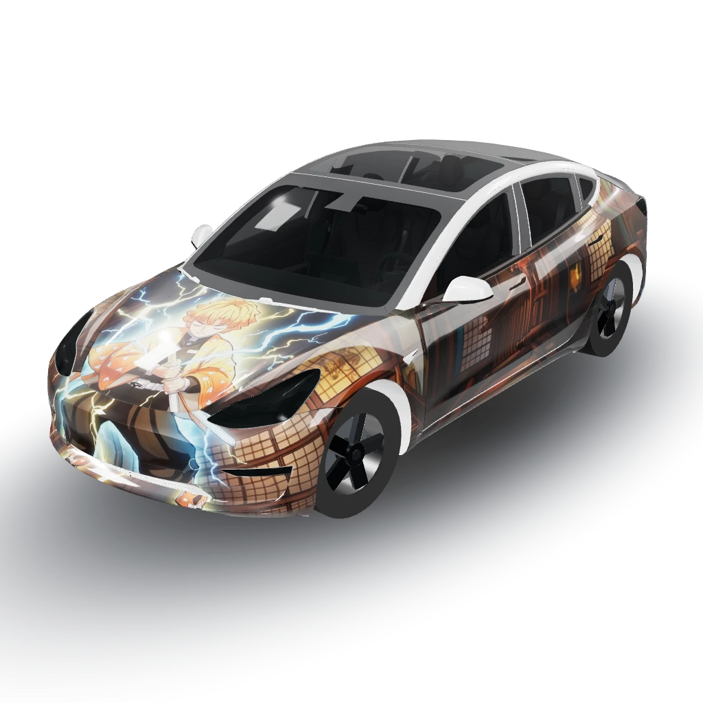 Perfect! — a Model 3 wearing this AI wrap design