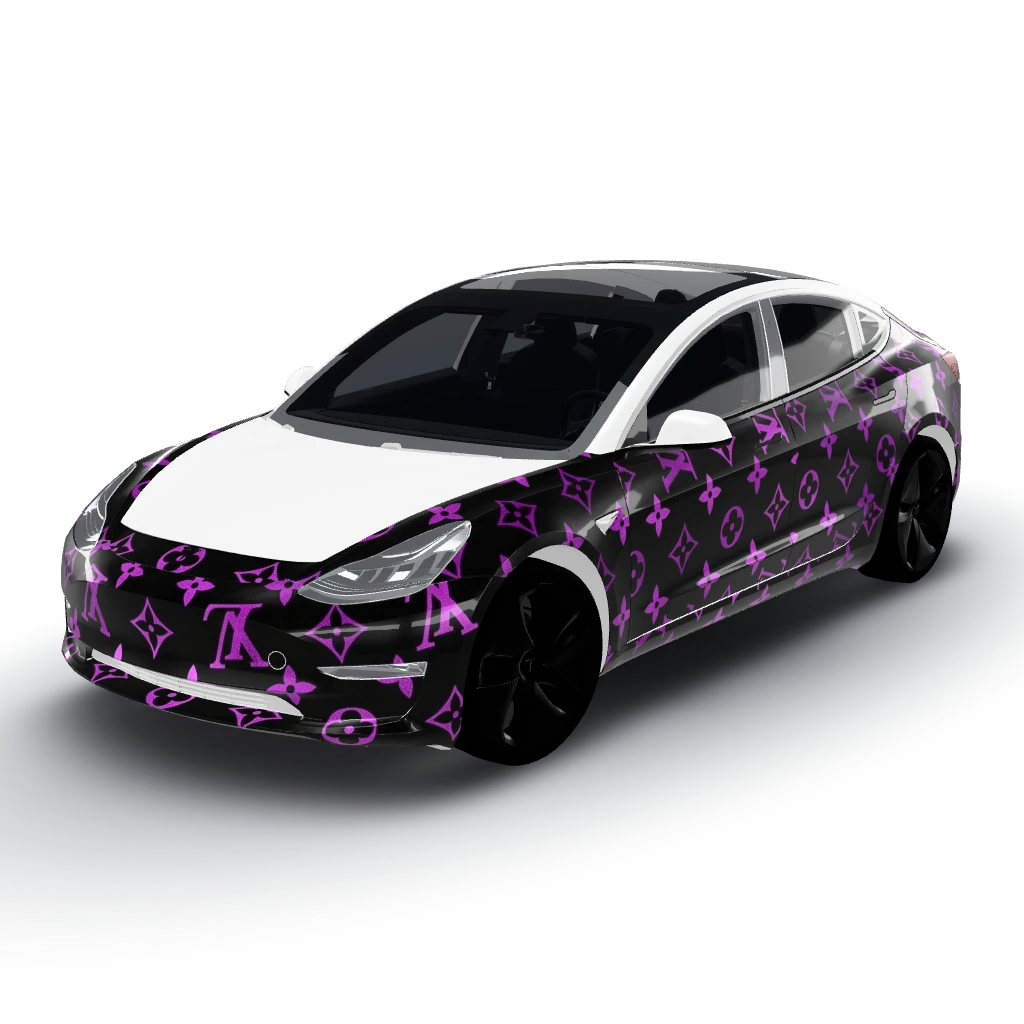 It Louis Vuitton — a Model 3 wearing this AI wrap design