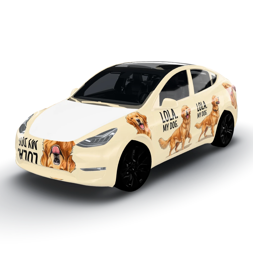 Lola — a Model Y wearing this AI wrap design