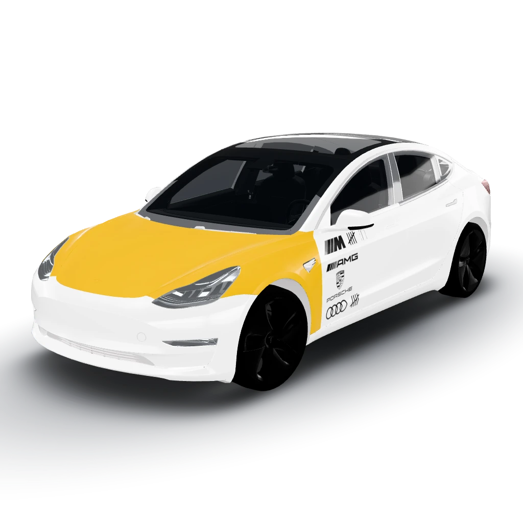 Ww2 yellow nose like a messerschmit bf109 — a Model 3 wearing this AI wrap design