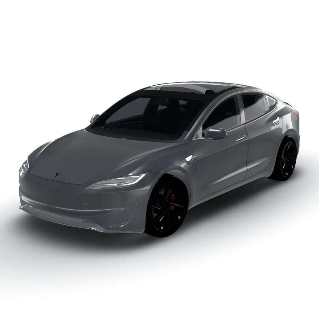 Solid Stealth Gray in matte finish — a Model 3 (2024+) Performance wearing this AI wrap design