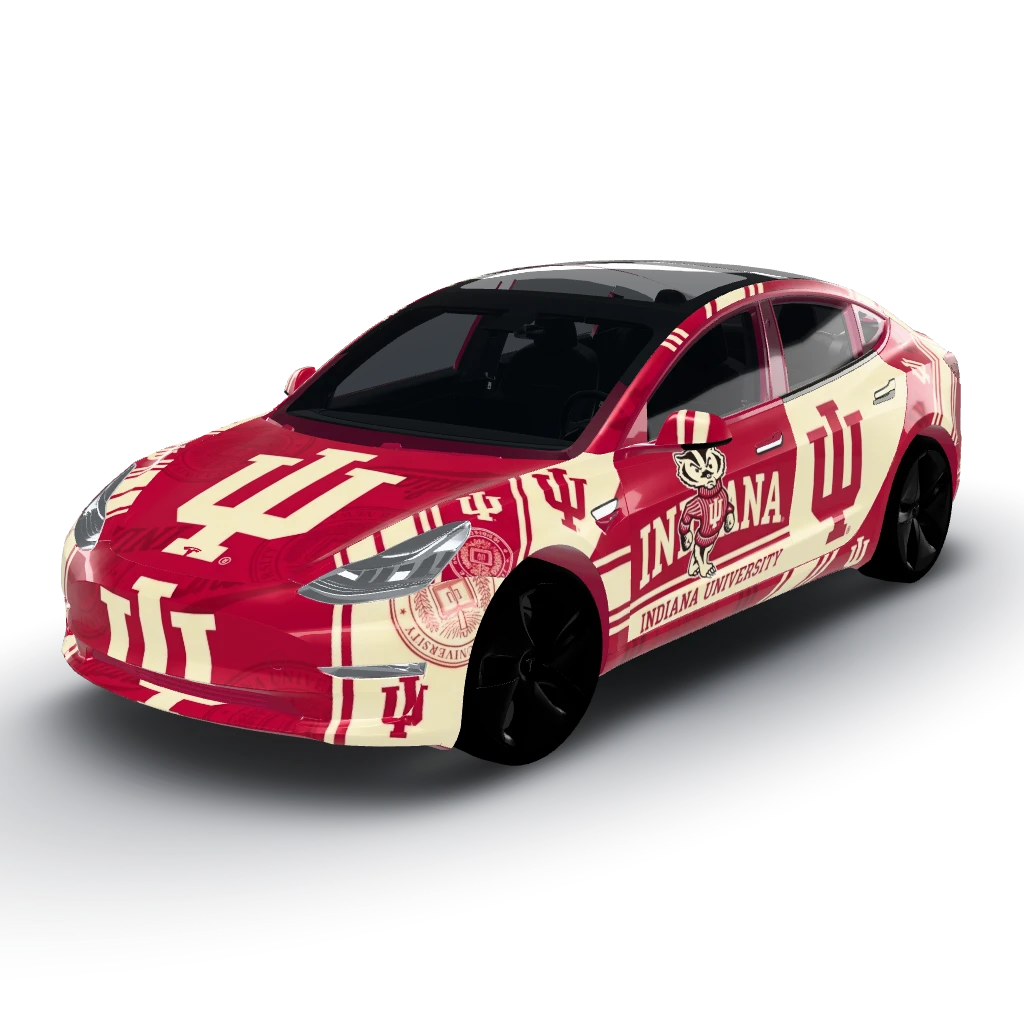 Indiana university — a Model 3 wearing this AI wrap design