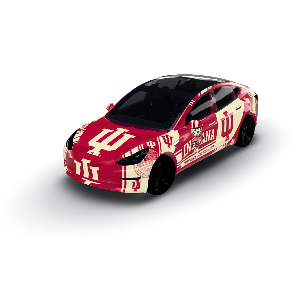 Indiana university — a Model 3 wearing this AI wrap design