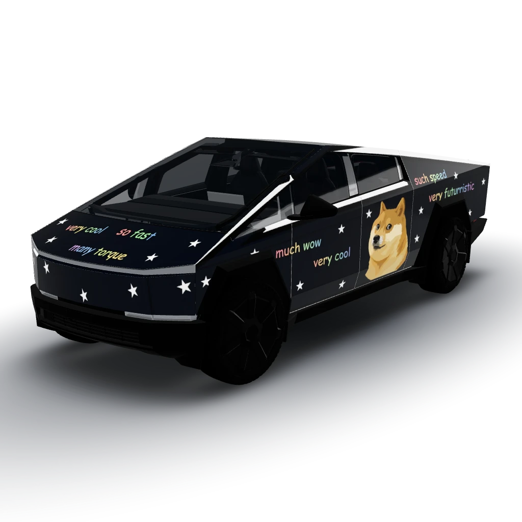 Dark matte wrap — a Cybertruck wearing this AI wrap design