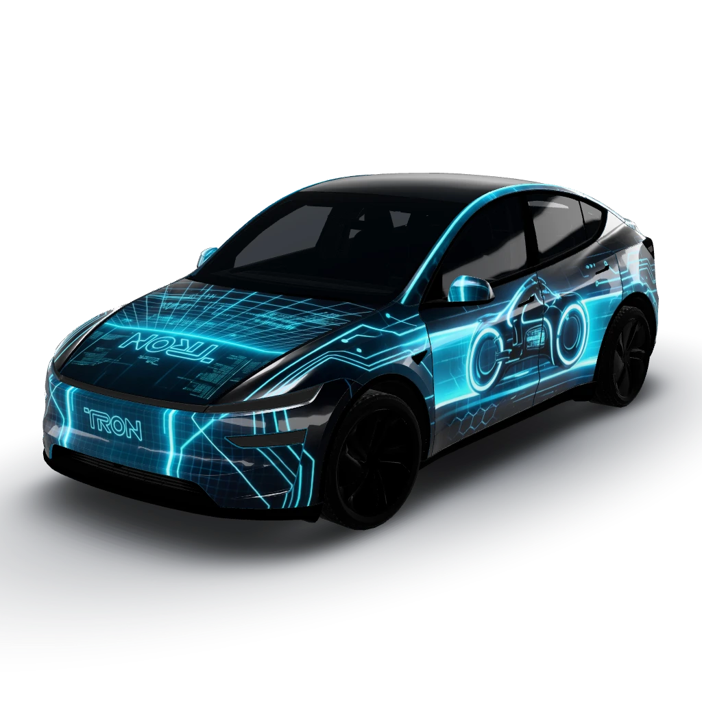 Tron theme — a Model Y (2025+) Premium wearing this AI wrap design