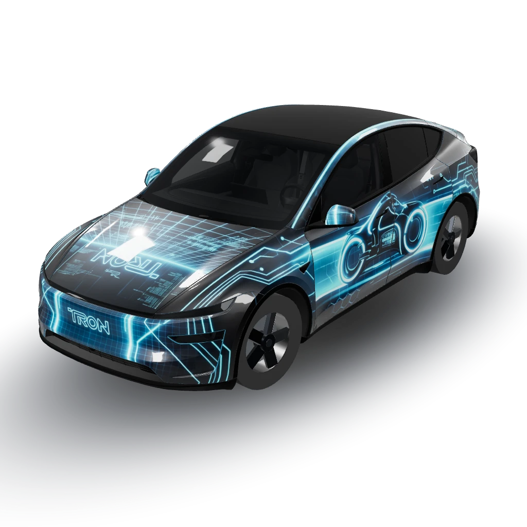 Tron theme — a Model Y (2025+ Premium) wearing this AI wrap design