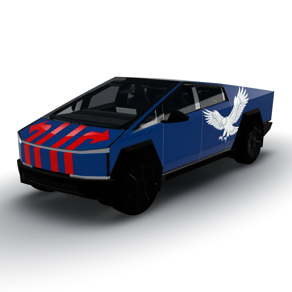 Got it! — a Cybertruck wearing this AI wrap design