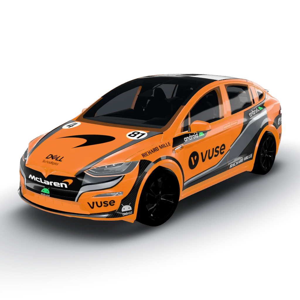 Mclaren f1 car design use the colours — a Model X (2021+) wearing this AI wrap design