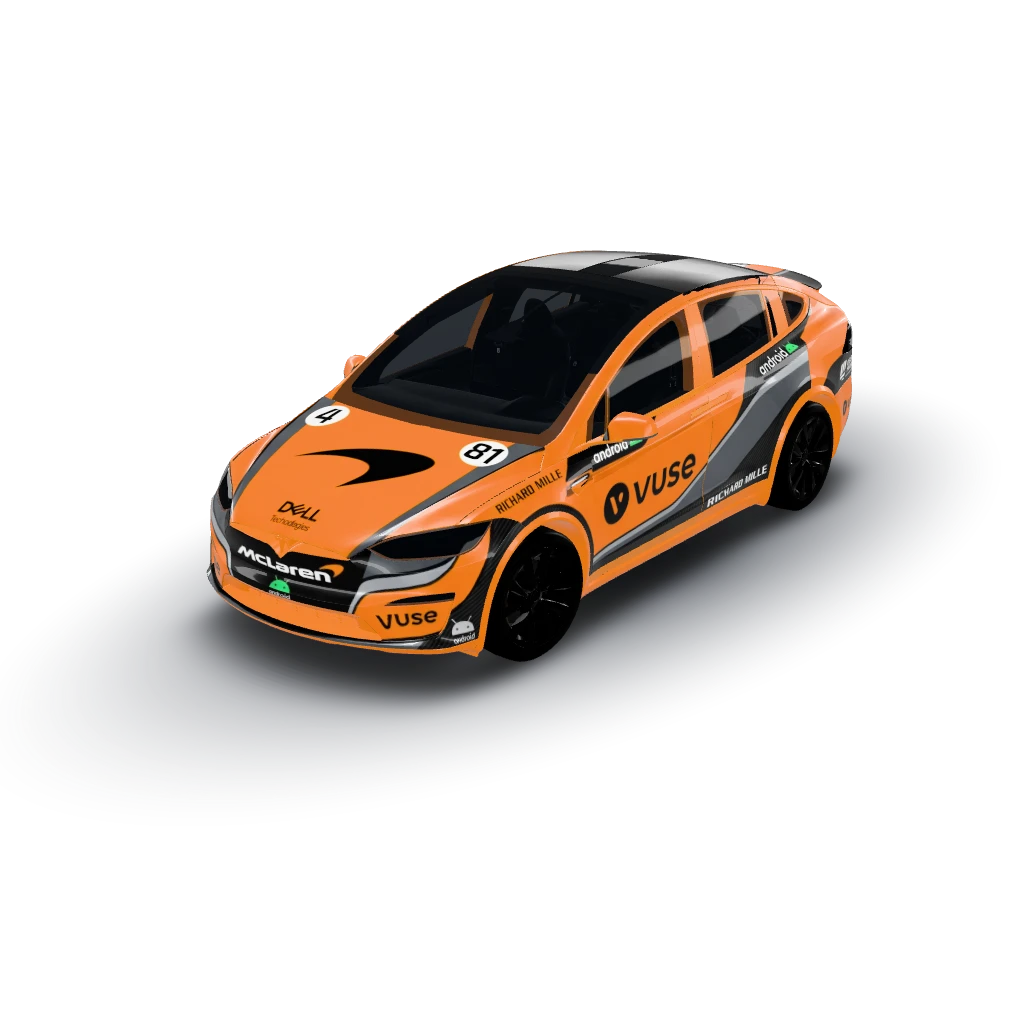 Mclaren f1 car design use the colours — a Model X (2021) wearing this AI wrap design