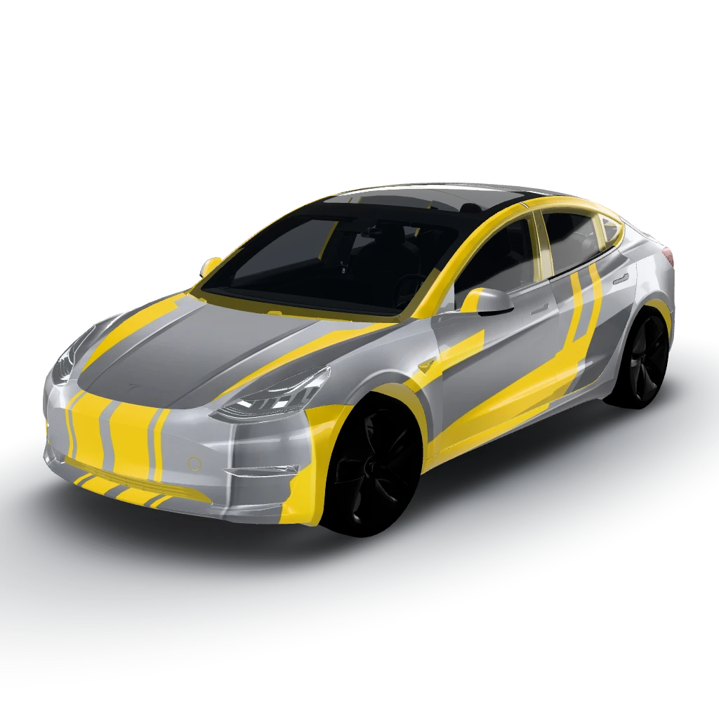 For your Model 3 featuring a gloss finish — a Model 3 wearing this AI wrap design