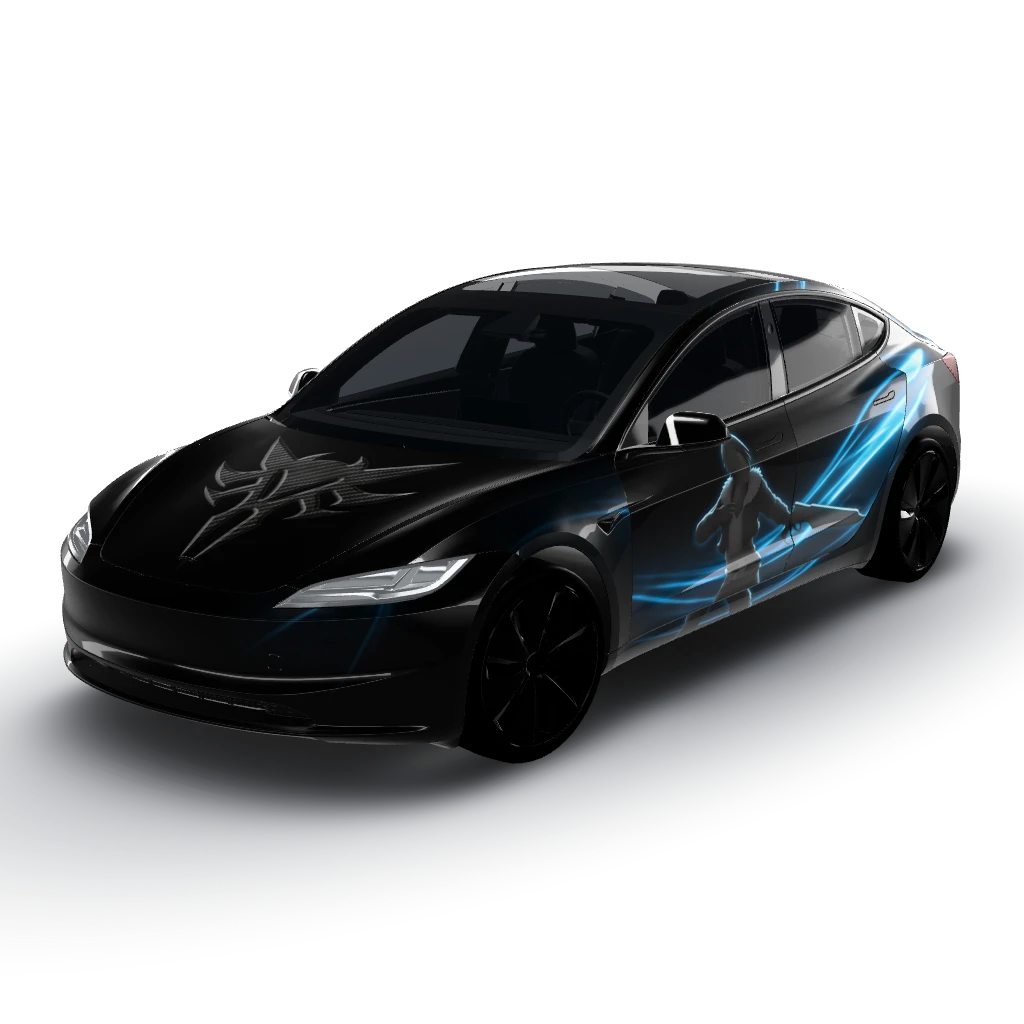 Here's the complete design for your Model 3 — a Model 3 (2024+) Standard & Premium wearing this AI wrap design