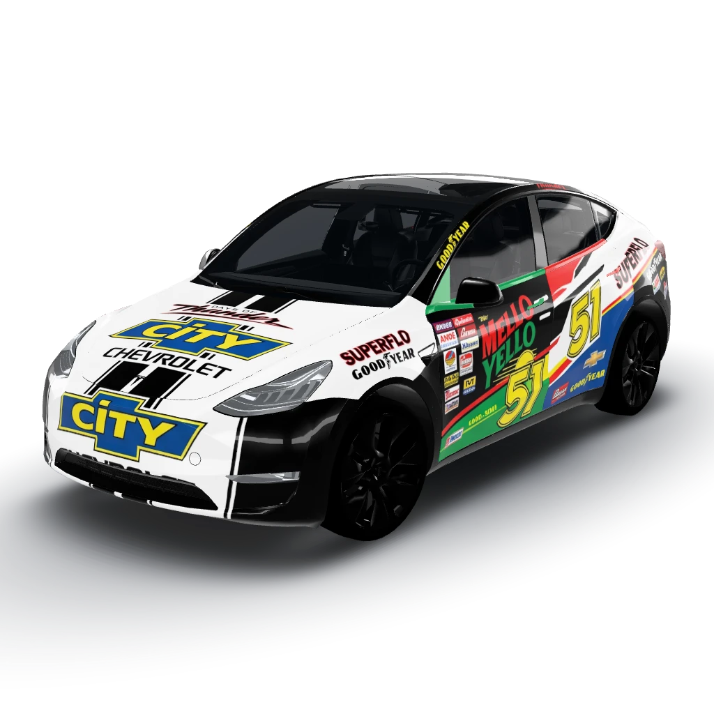 Days of thunder City Chevrolet car — a Model Y wearing this AI wrap design