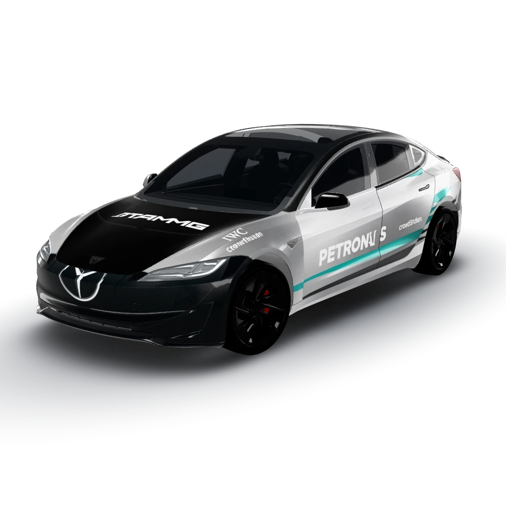 Petronas amg f1 wrap — a Model 3 (2024+) Performance wearing this AI wrap design