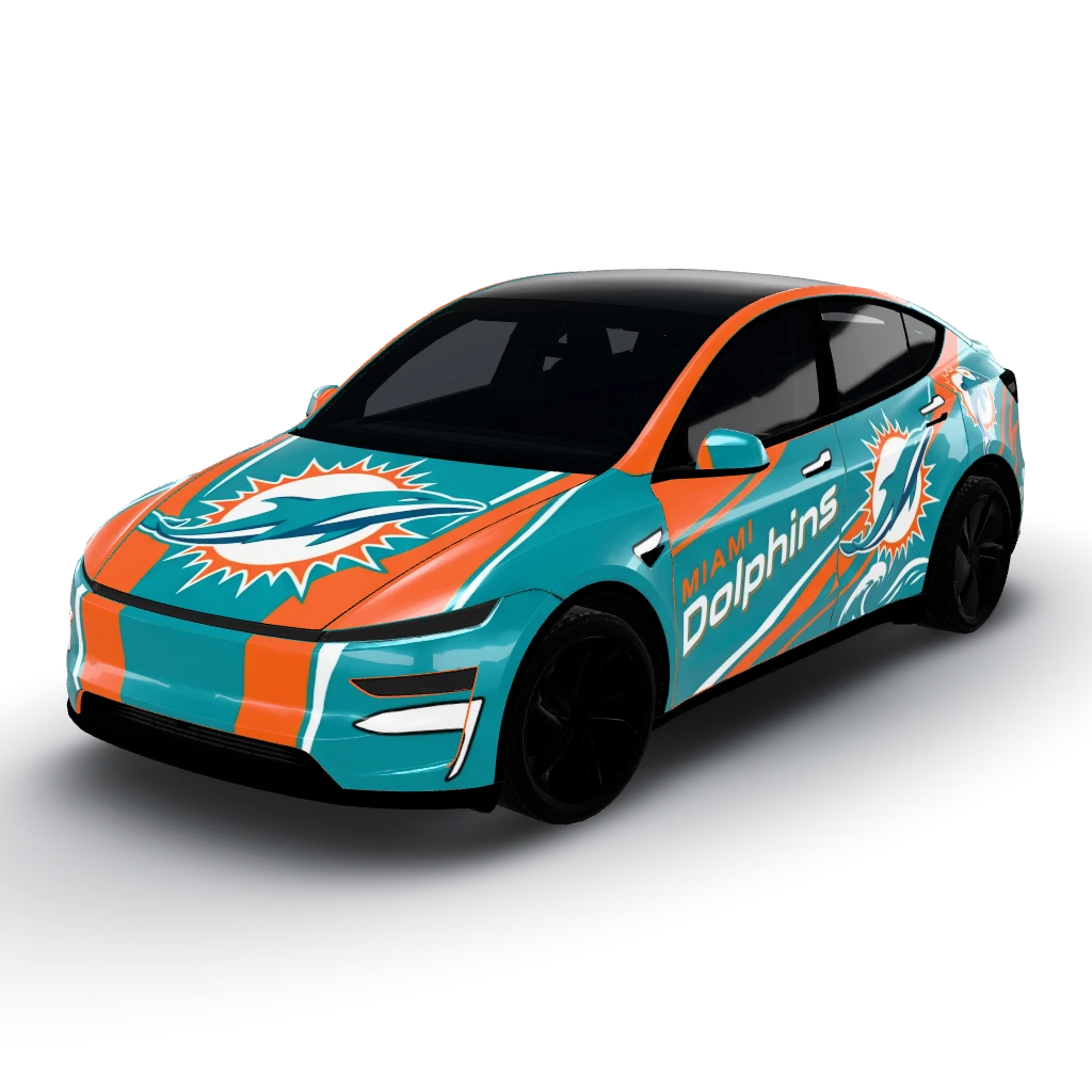 Miami dolphins — a Model Y (2025+) Premium wearing this AI wrap design