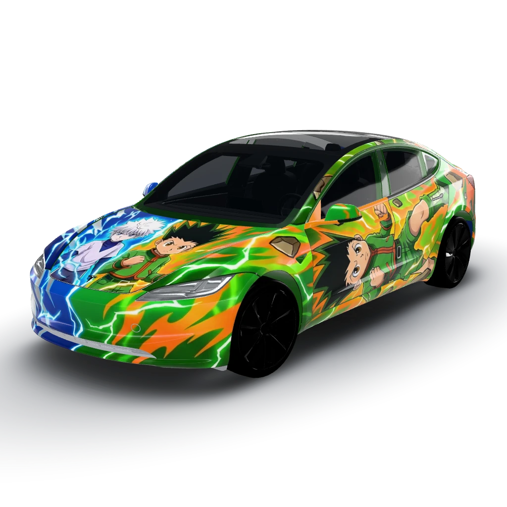 Hunter x hunter wrap with killua and Gon — a Model 3 (2024+) Standard & Premium wearing this AI wrap design