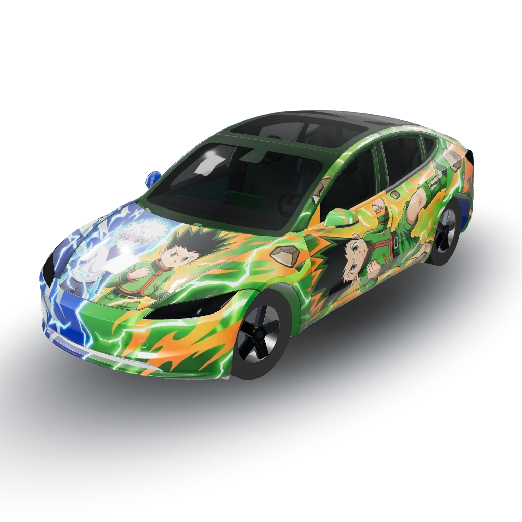 Hunter x hunter wrap with killua and Gon — a Model 3 (2024+ Base) wearing this AI wrap design