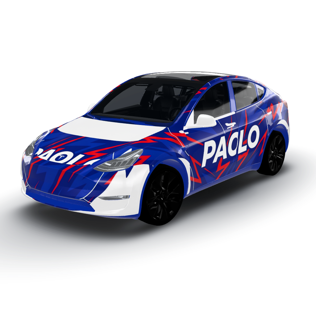 Genera a livrea blu scuro con — a Model Y wearing this AI wrap design