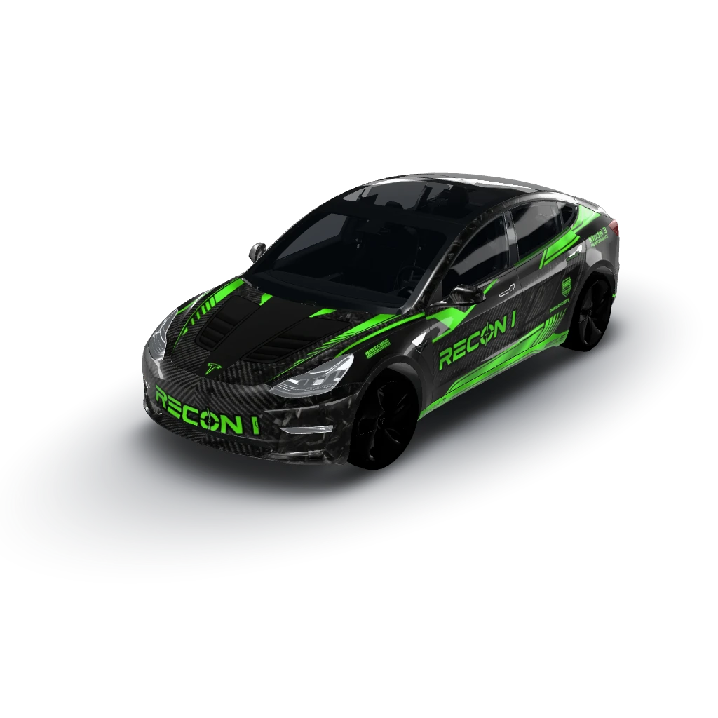 Ultra-premium Tesla Model 3 Performance — a Model 3 wearing this AI wrap design