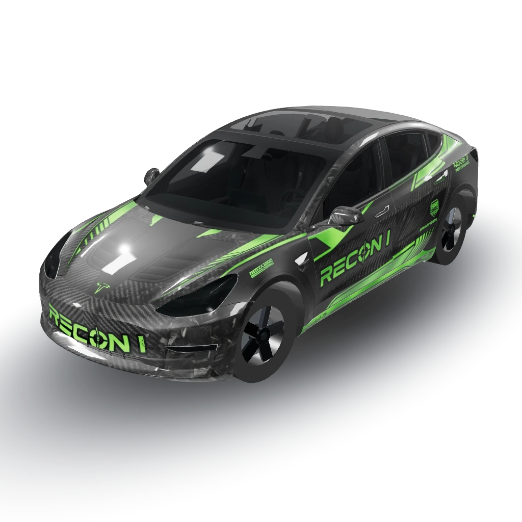 Ultra-premium Tesla Model 3 Performance — a Model 3 wearing this AI wrap design