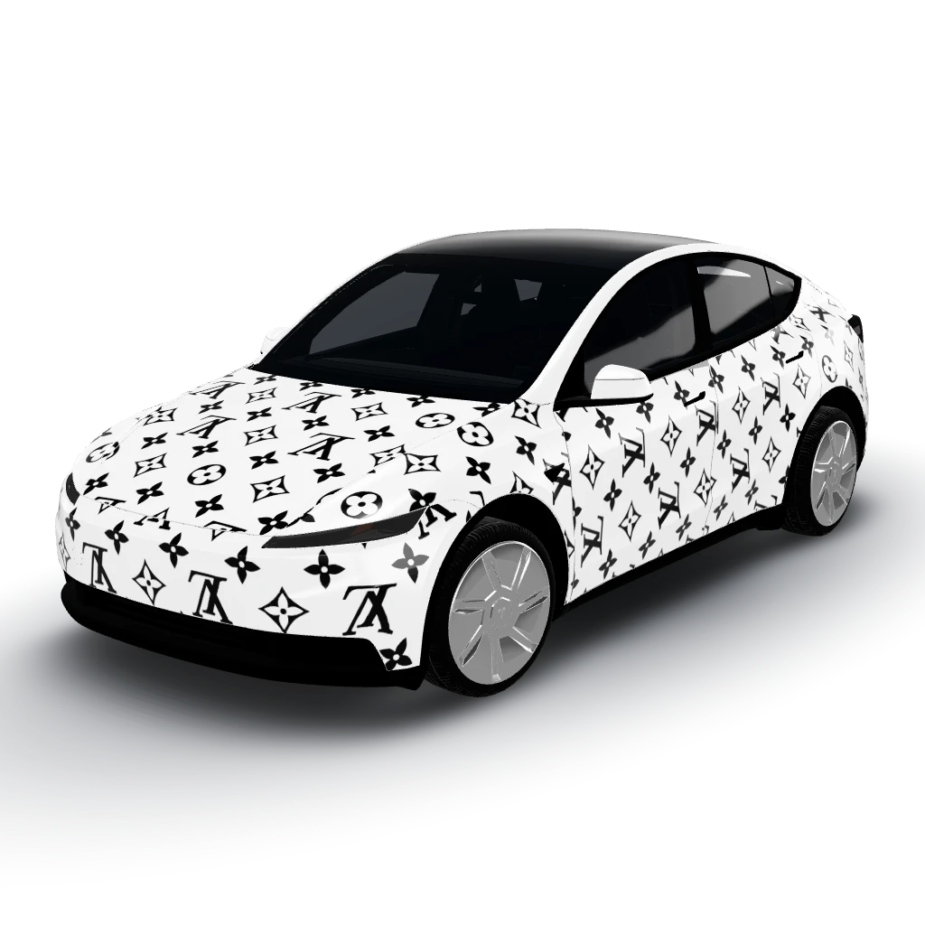 We'll keep it clean with just the classic — a Model Y (2025+) Standard wearing this AI wrap design