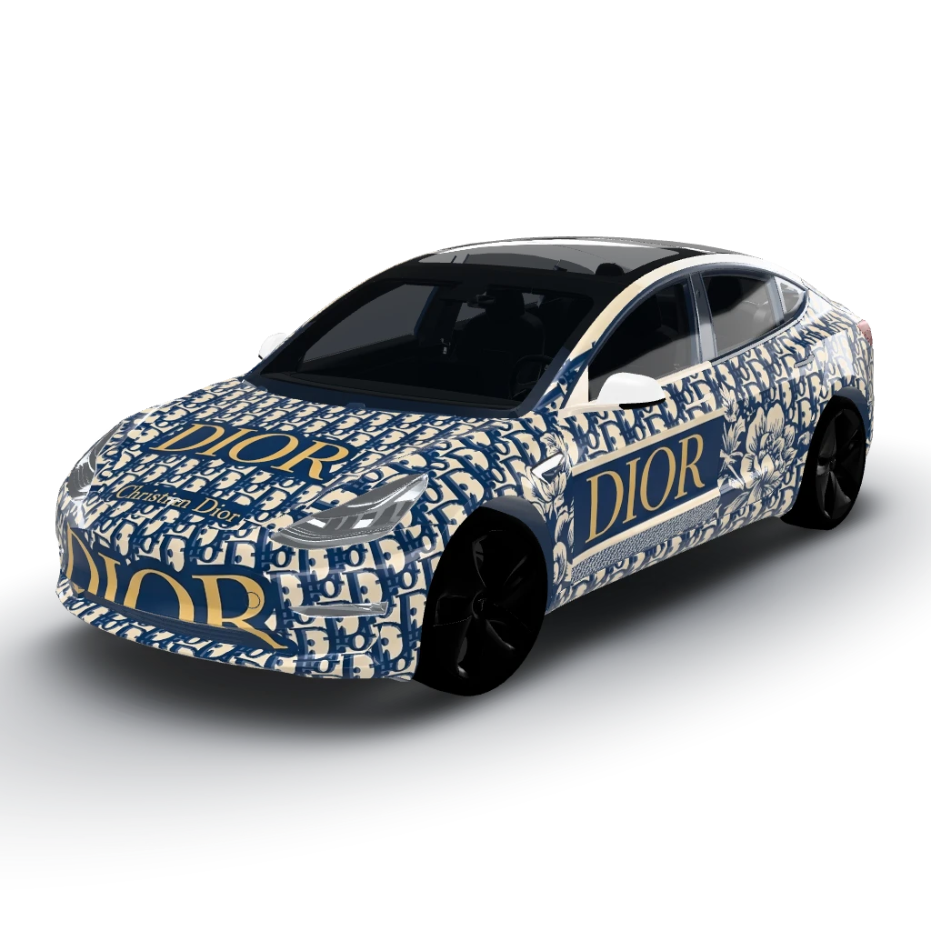 Dior — a Model 3 wearing this AI wrap design