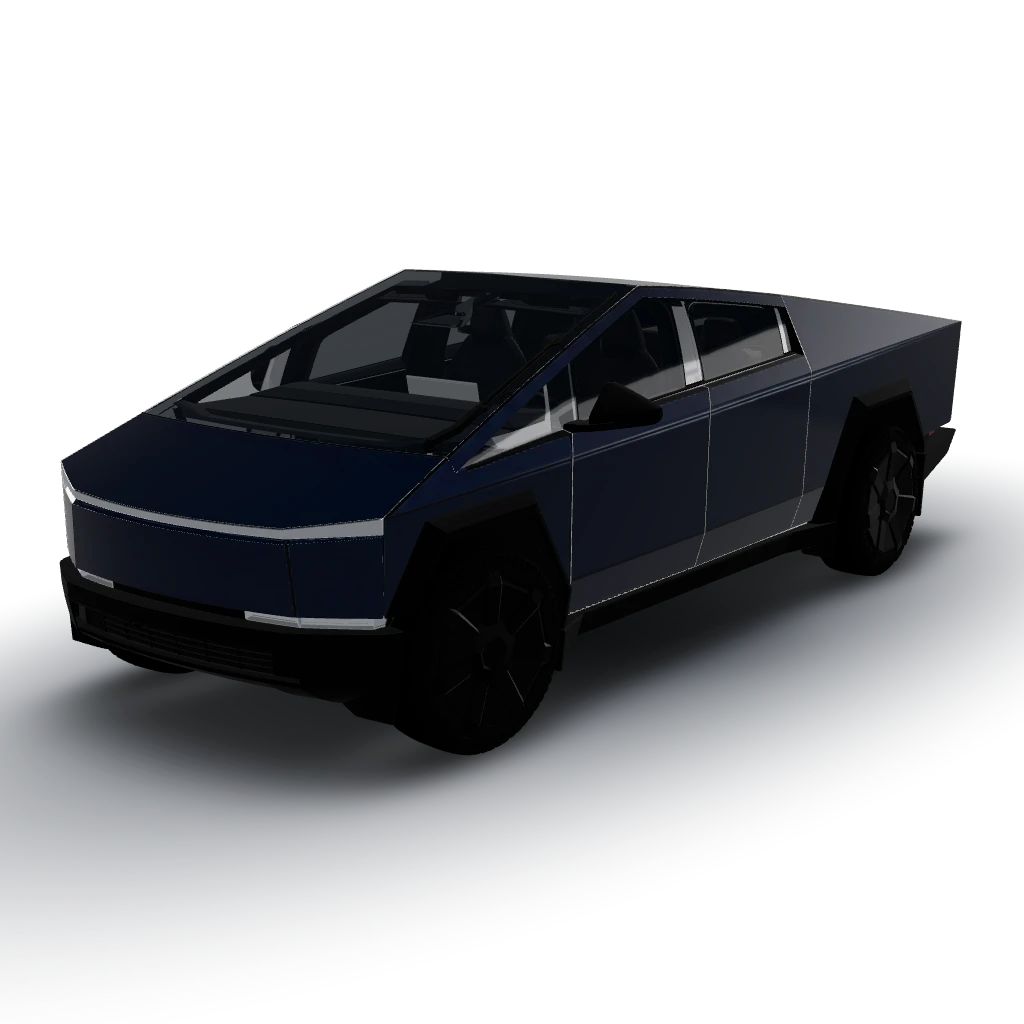 Solid dark black blue wrap in a gloss — a Cybertruck wearing this AI wrap design