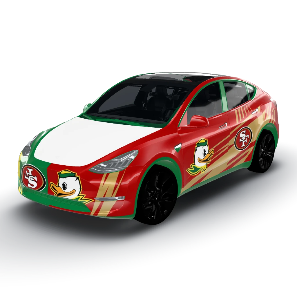 We’ll include the phrase "Big Duck Energy" — a Model Y wearing this AI wrap design