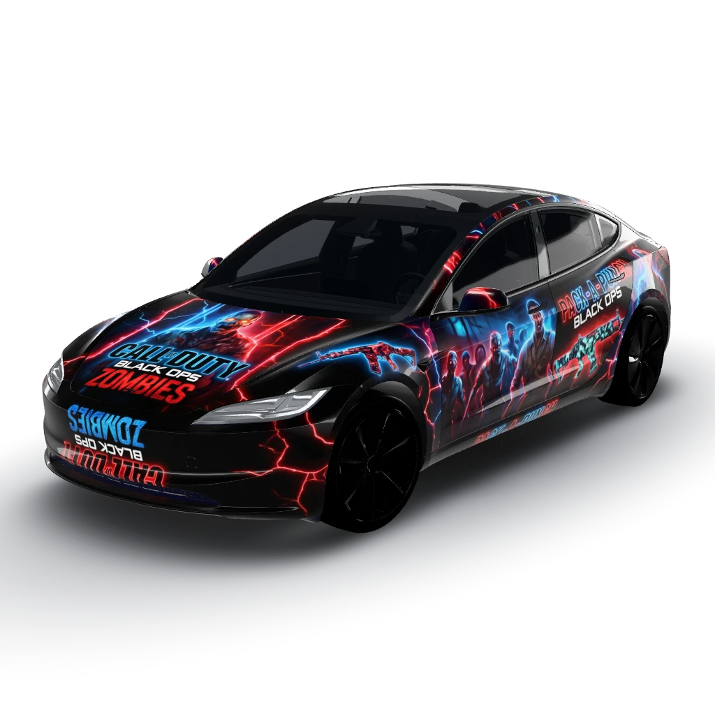 Call of duty black ops zombies themed — a Model 3 (2024+) Standard & Premium wearing this AI wrap design