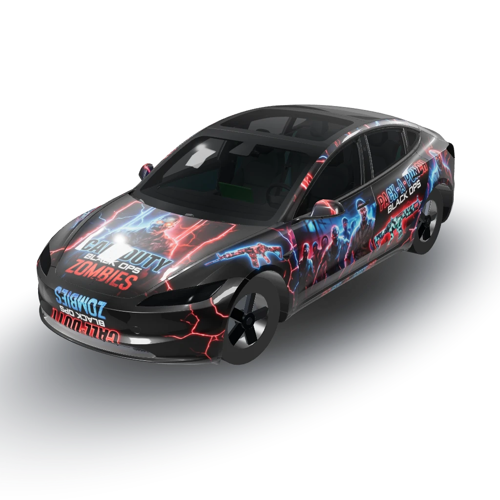 Call of duty black ops zombies themed — a Model 3 (2024+ Base) wearing this AI wrap design