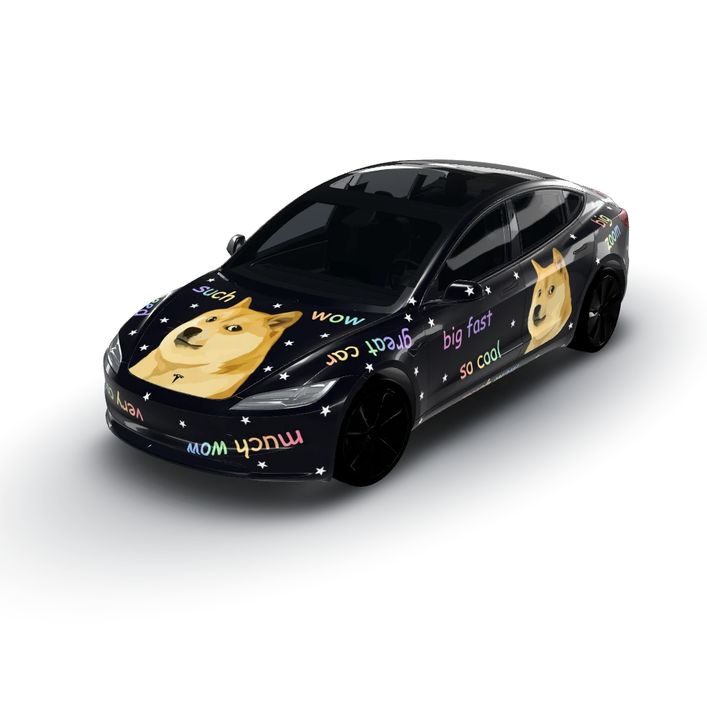 Dark matte wrap — a Model 3 (2024+ Base) wearing this AI wrap design